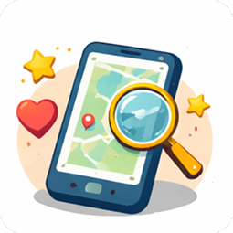 Mobile phone with map and search icon